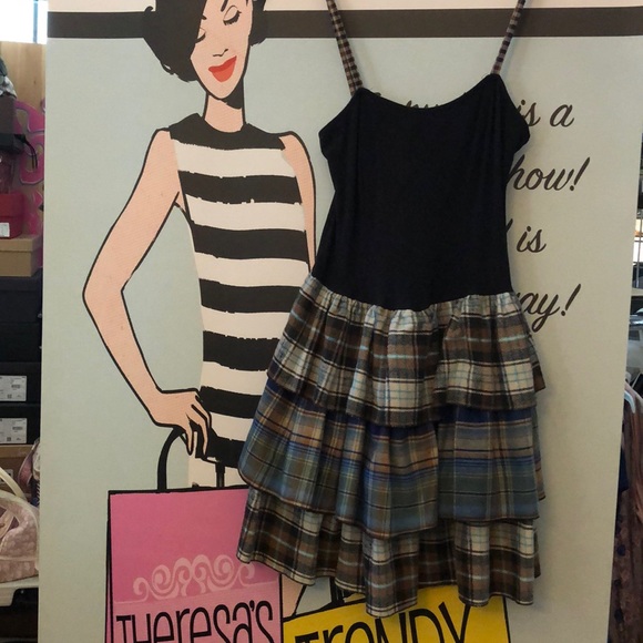 Dresses & Skirts - One of a kind black tank top w/ flannel dress
